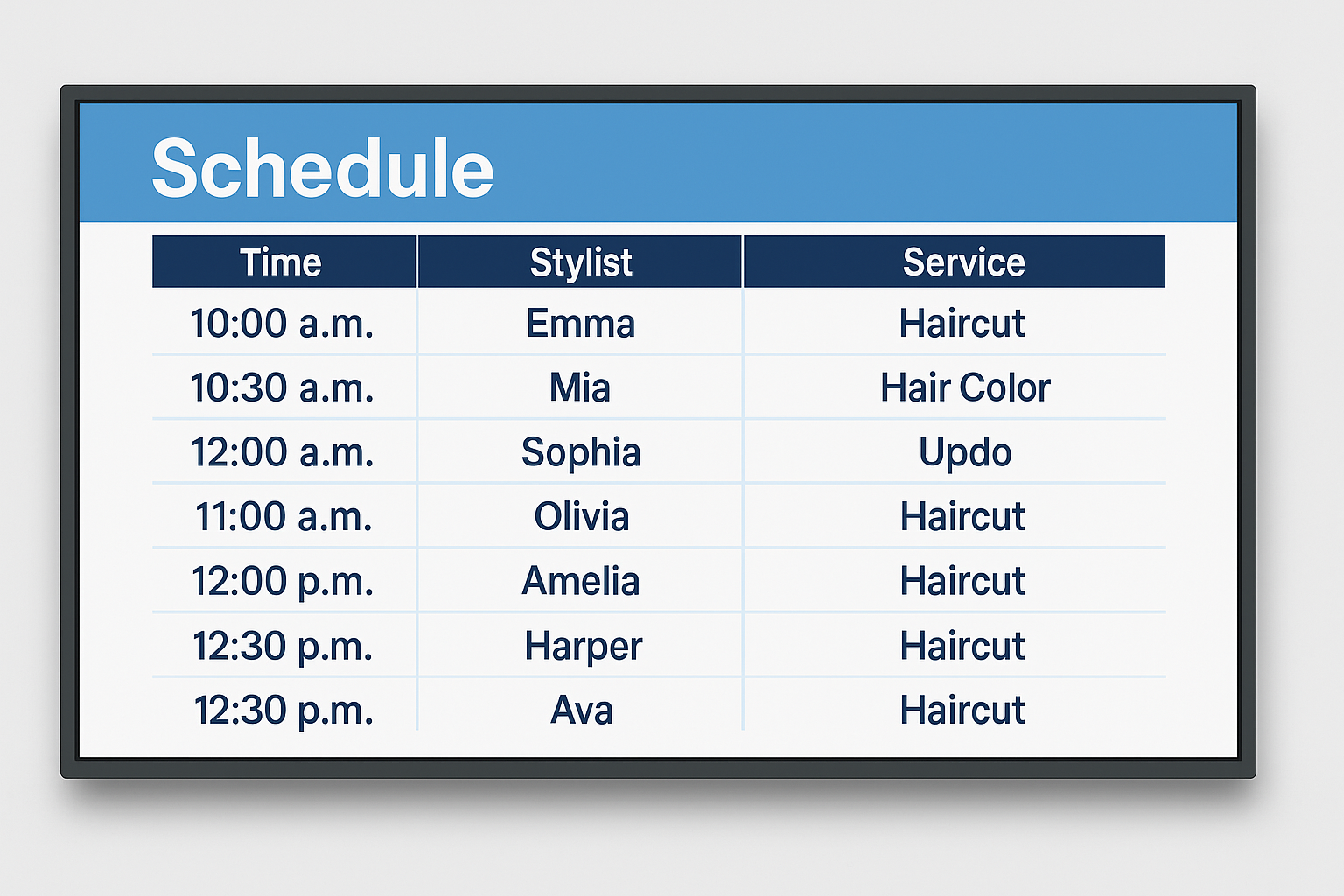 Salon TV Scheduler App Preview